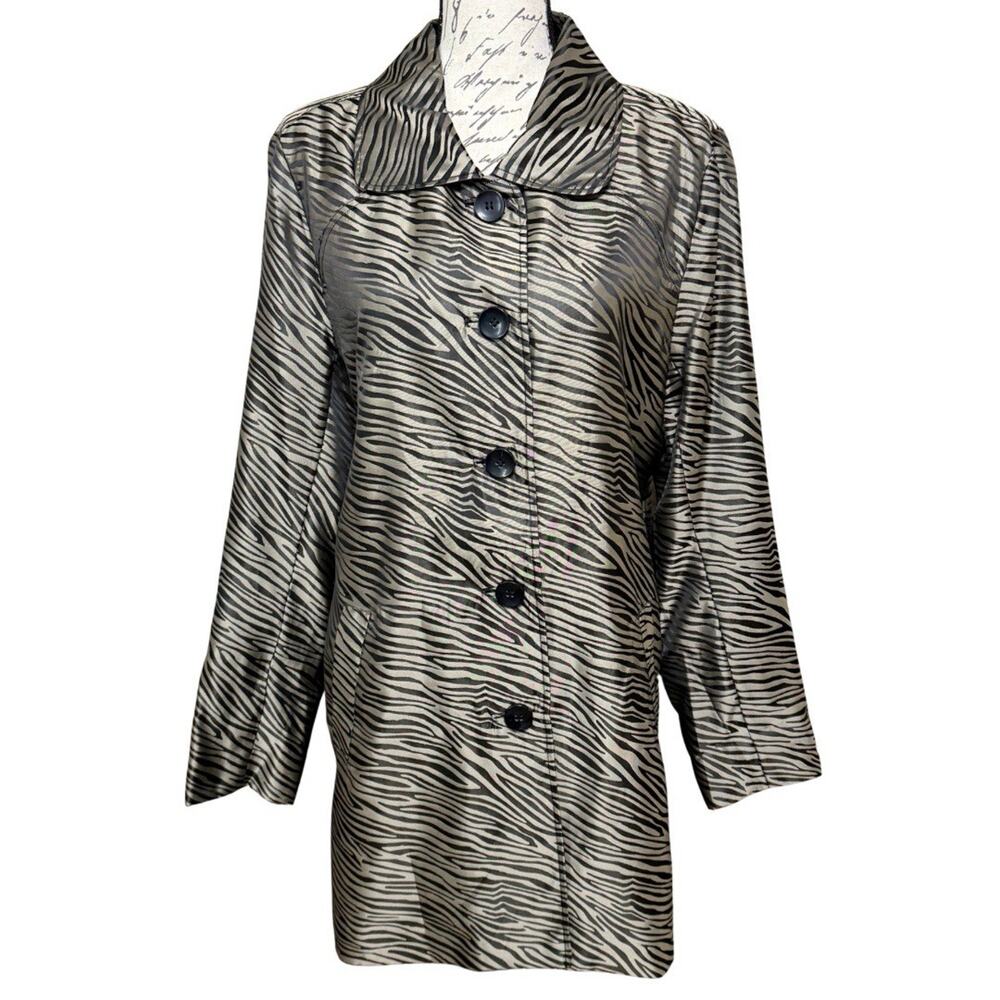 UBU Pack Your Personality Jacket Raincoat Size M Dark Zebra Print Satin Pockets
